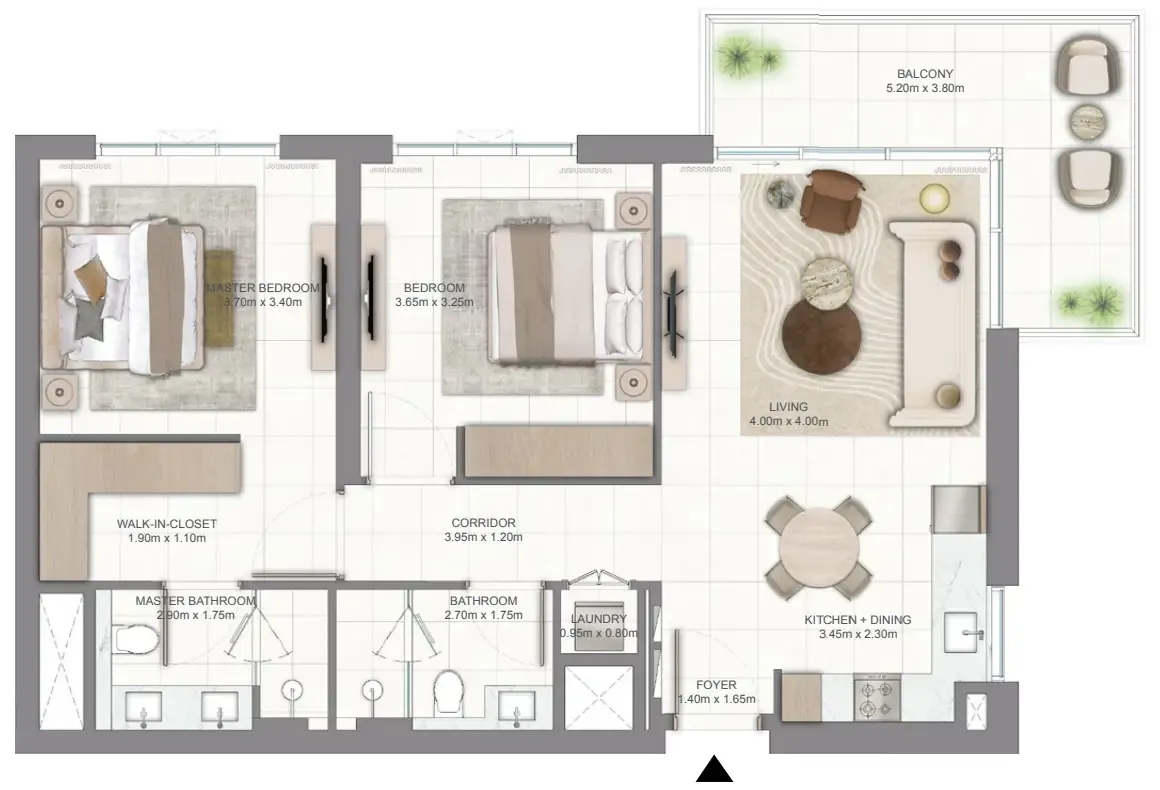 Golf Vale 2 bed floor plan, 1,061 sqft