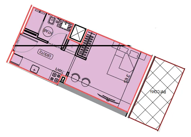 Binghatti Hillviews Studio floor plan, 410 sqft