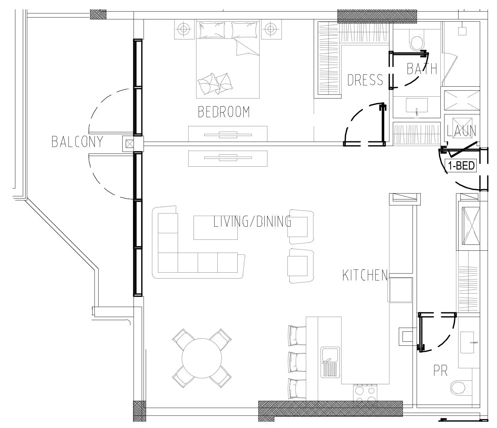 Damac Riverside Views 1 bed floor plan, 1,024 sqft