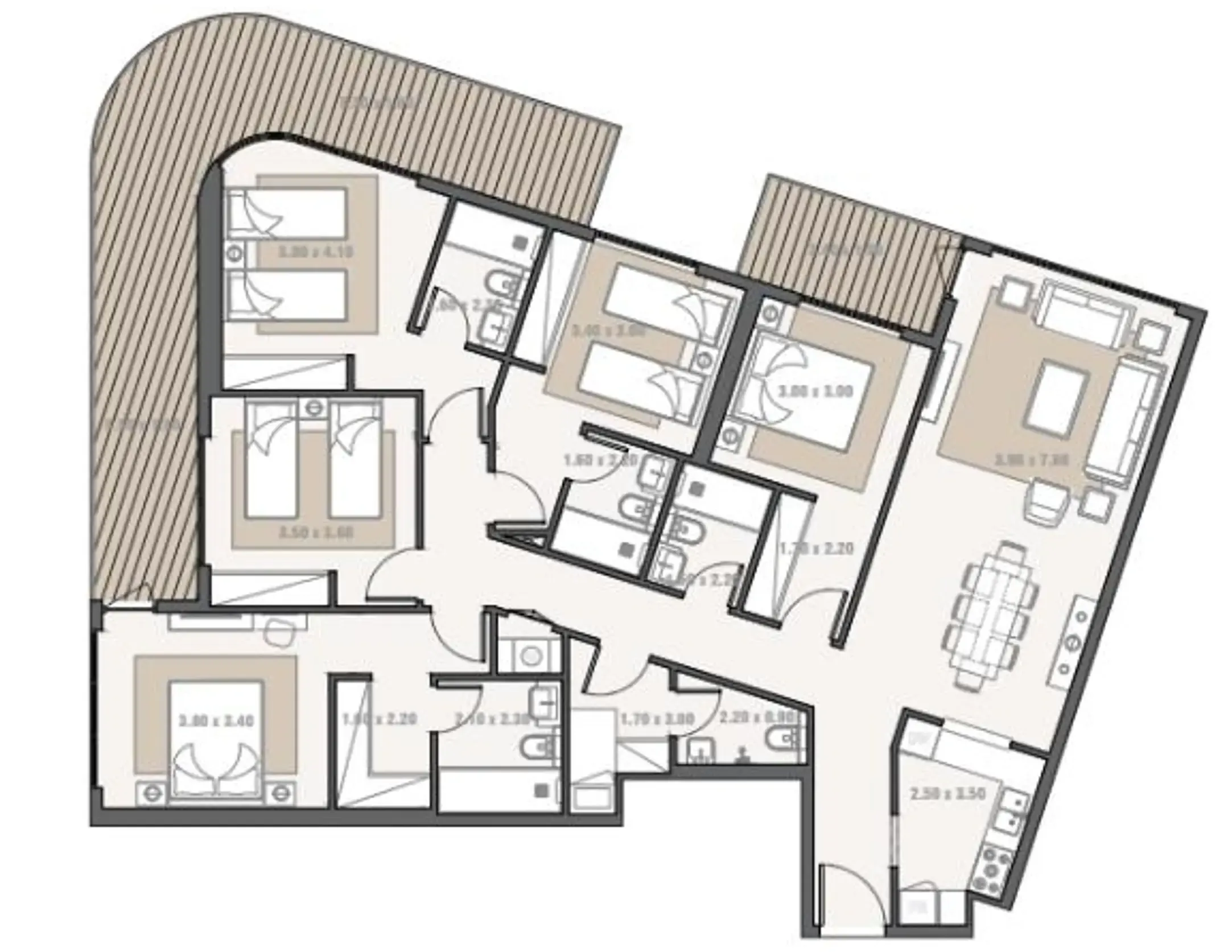 Bab Al Qasr Residence 31 5 bed floor plan, 2,114 sqft