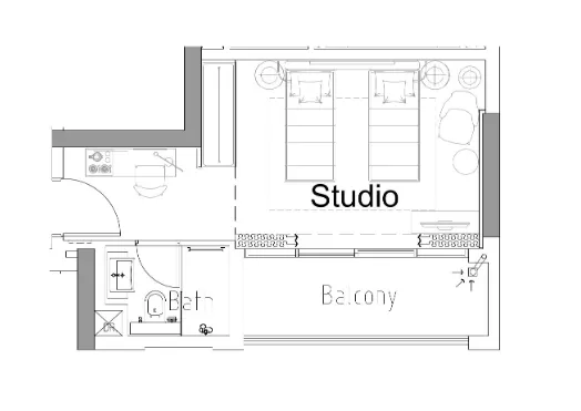 Damac Hills 2 - Hotel Edge by Rotana Studio floor plan, 371 sqft
