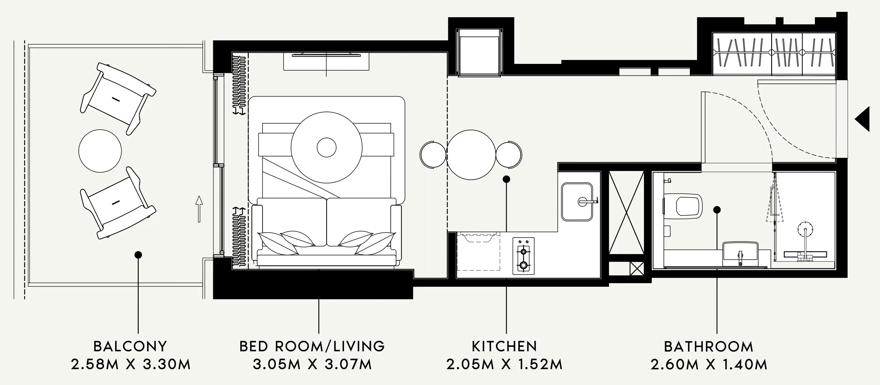 Azizi Venice Studio floor plan, 405 sqft