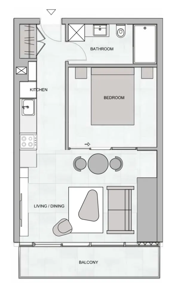 The Community JVT 1 bed floor plan, 476 sqft