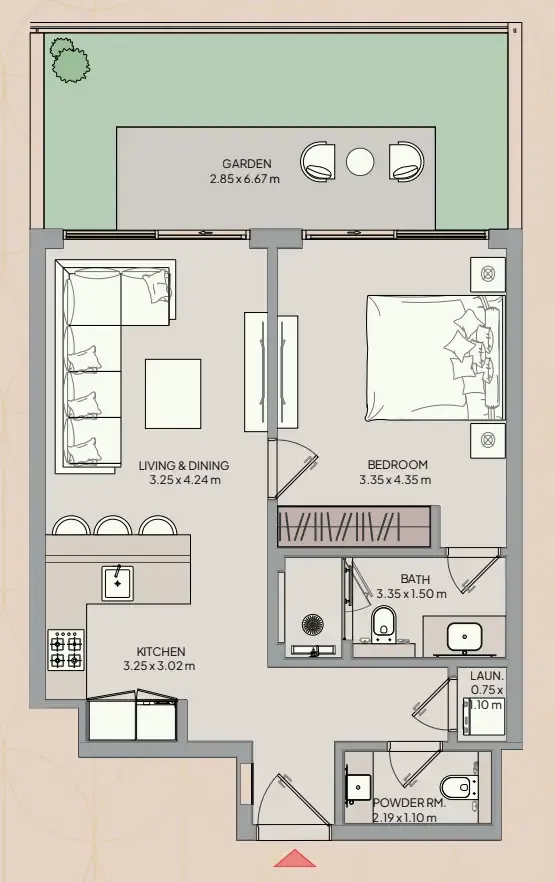 Mayfair Nexus 1 bed floor plan, 822 sqft