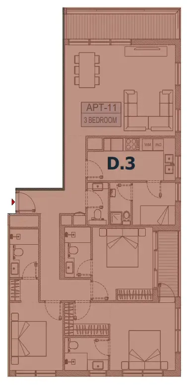 Olfah 3 bed floor plan, 1,634 sqft