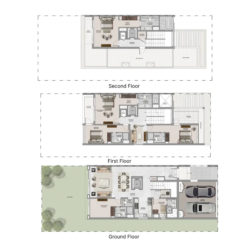 The Terraces at Sobha City 4 bed floor plan, 4,194 – 4,524 sqft
