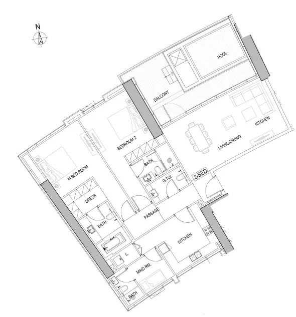 Damac Harbour Lights 2 bed floor plan, 2,051 sqft