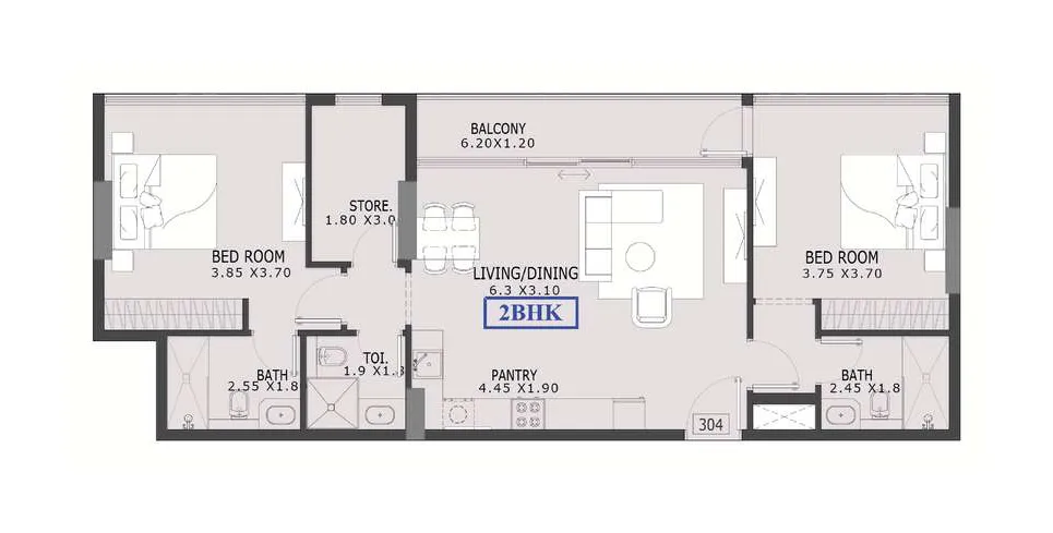 Estrella By Nexus 2 bed floor plan, 1,081 – 1,097 sqft