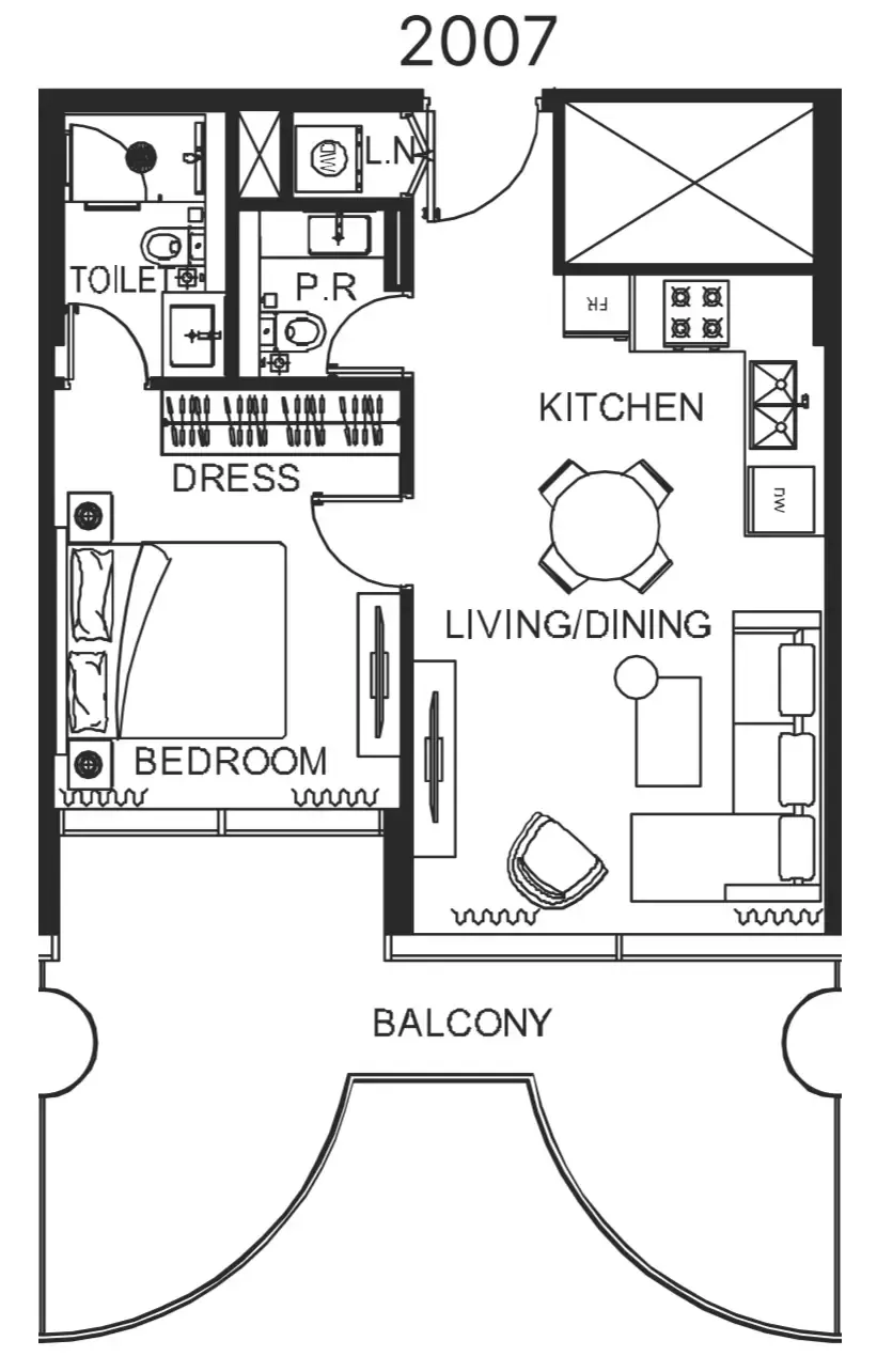 The WOW Tower 1 bed floor plan, 763 sqft