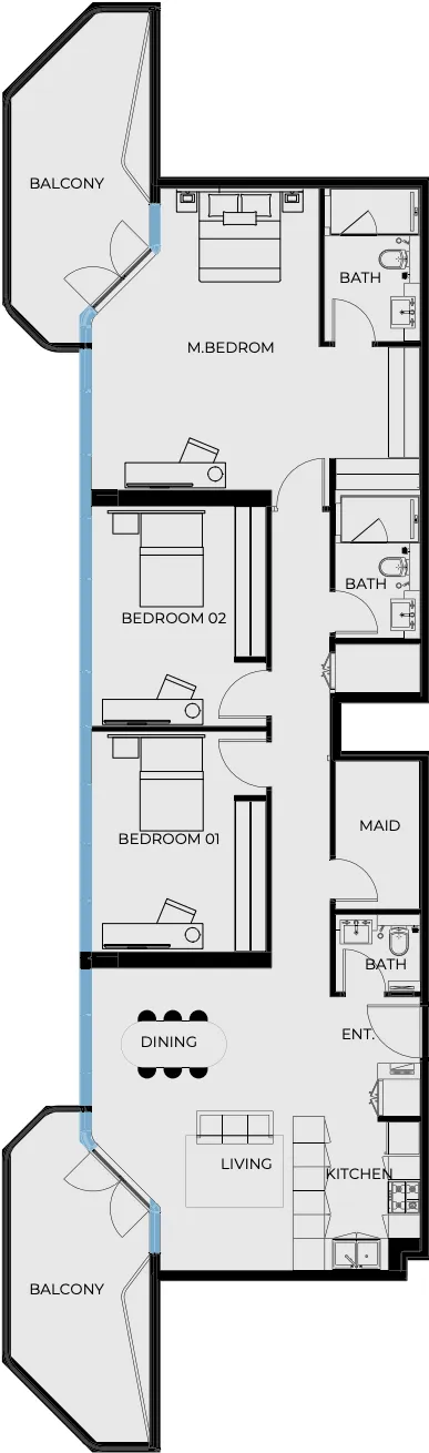 Coastal Haven 3 bed floor plan, 1,666 sqft