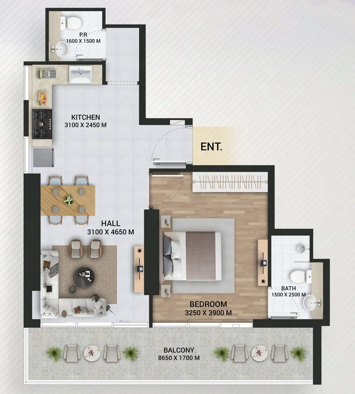 Empire Lake Views 1 bed floor plan, 754 sqft