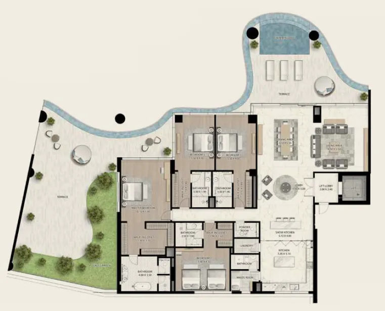 Cavalli Couture 4 bed floor plan, 4,877 sqft