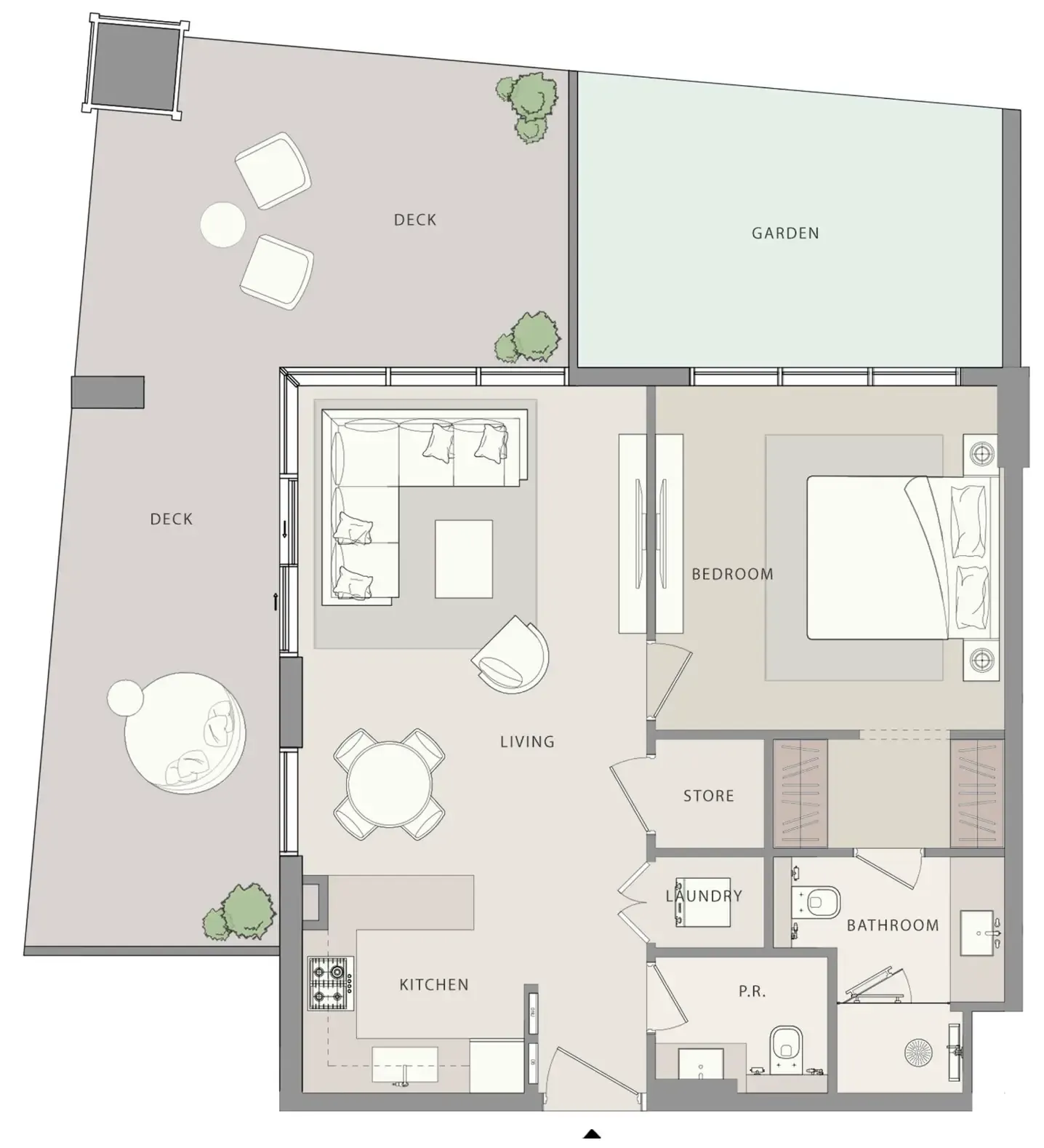 Uno-Luxe 1 bed floor plan, 1,254 sqft