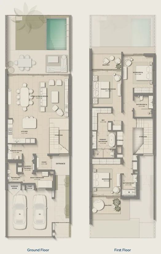 Bay Estate 3 bed floor plan, 3,055 sqft