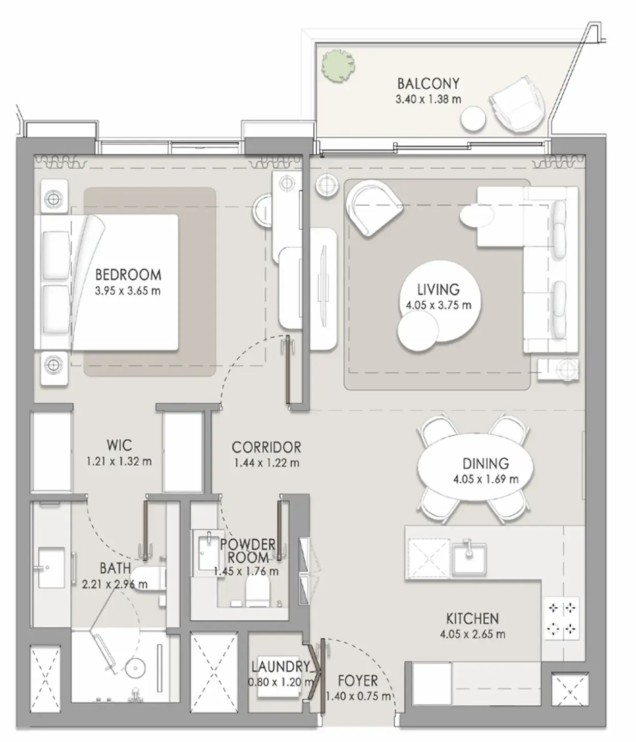 City Walk Crestlane 1 bed floor plan, 804 sqft