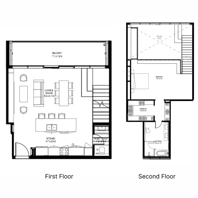 il teatro Residences 1 and 2 1 bed floor plan, 1,801 sqft