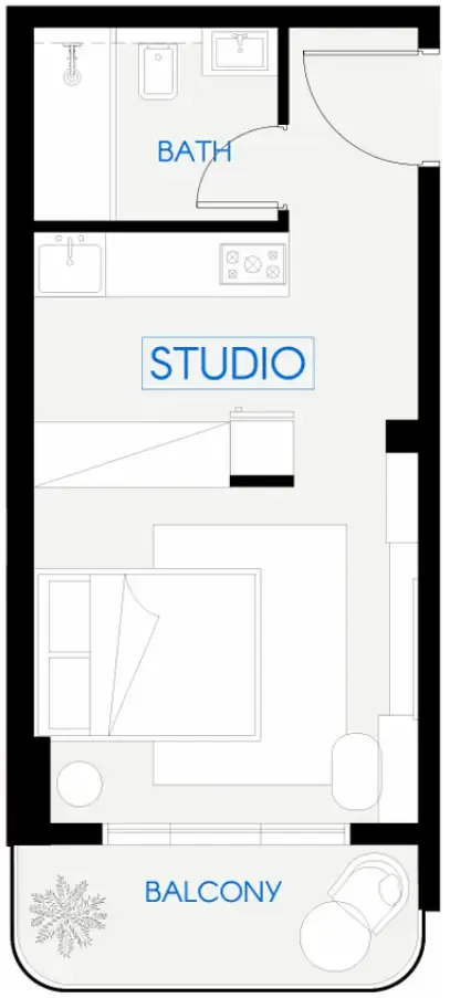 Celestara Residences Studio floor plan, 378 sqft