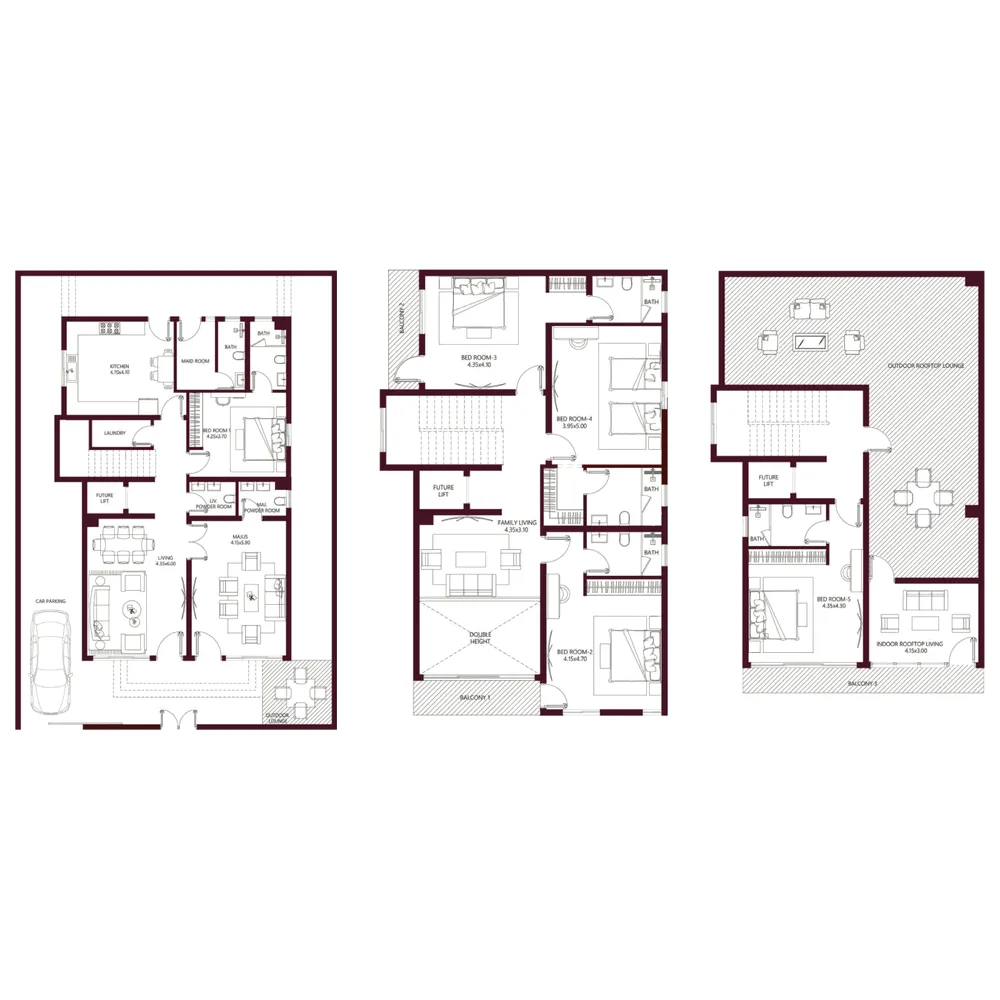 Kabbali Hills 5 bed floor plan, 4,007 sqft