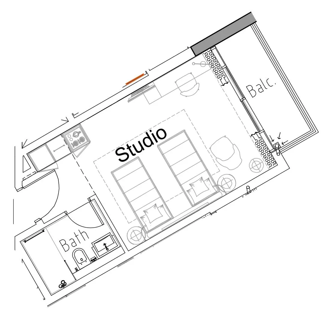 Damac Hills 2 - Hotel Edge by Rotana Studio floor plan, 354 sqft