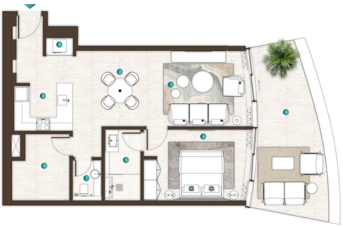 La Mer by Elie Saab 1 bed floor plan, 1,199 sqft