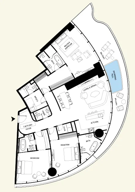 Mercedes-Benz Places by Binghatti 3 bed floor plan, 2,707 sqft