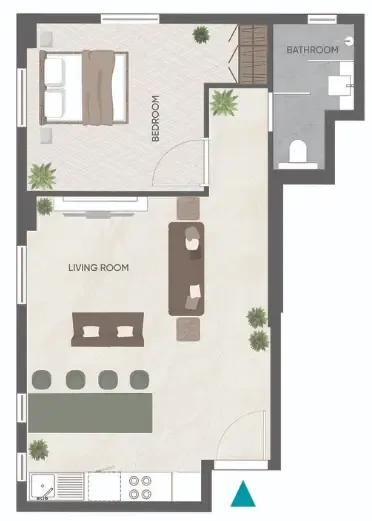 Eden Golf Views 1 1 bed floor plan, 590 sqft