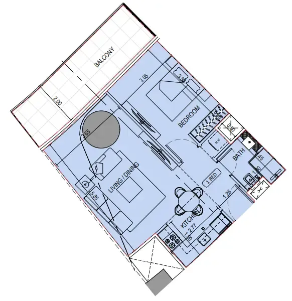 Binghatti Sky Terraces 1 bed floor plan, 742 sqft