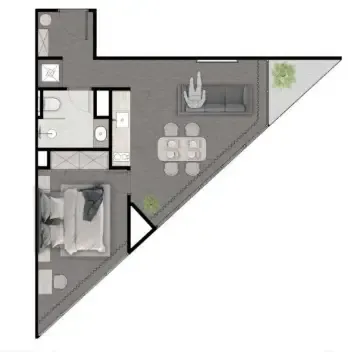 Next Point Condominium 1 bed floor plan, 524 – 527 sqft
