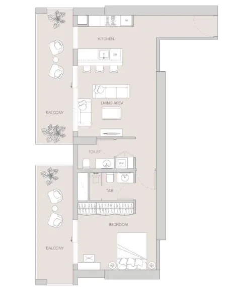 W1NNER Tower 1 bed floor plan, 1,024 sqft