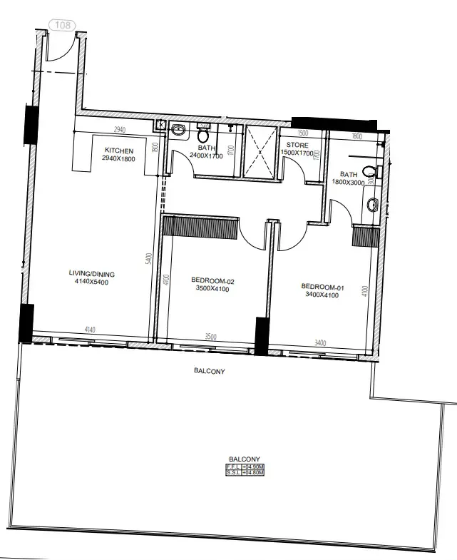 Astra South 2 bed floor plan, 1,792 sqft