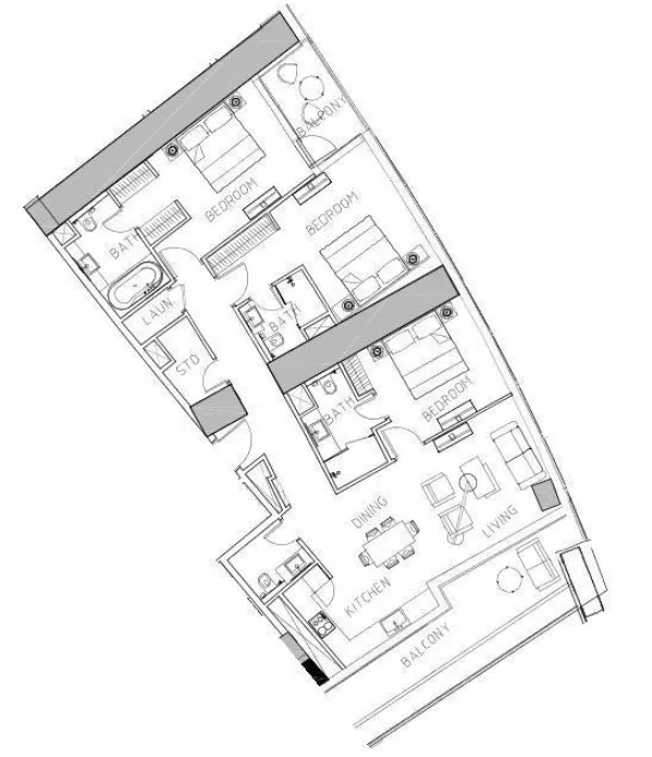Safa Two de Grisogono 3 bed floor plan, 1,712 sqft