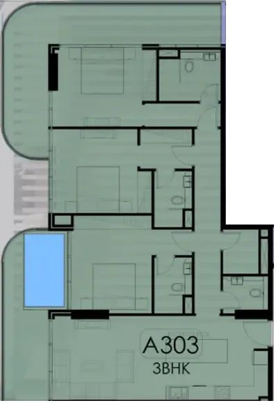 Ocean Pearl 1 and 2 3 bed floor plan, 1,765 sqft