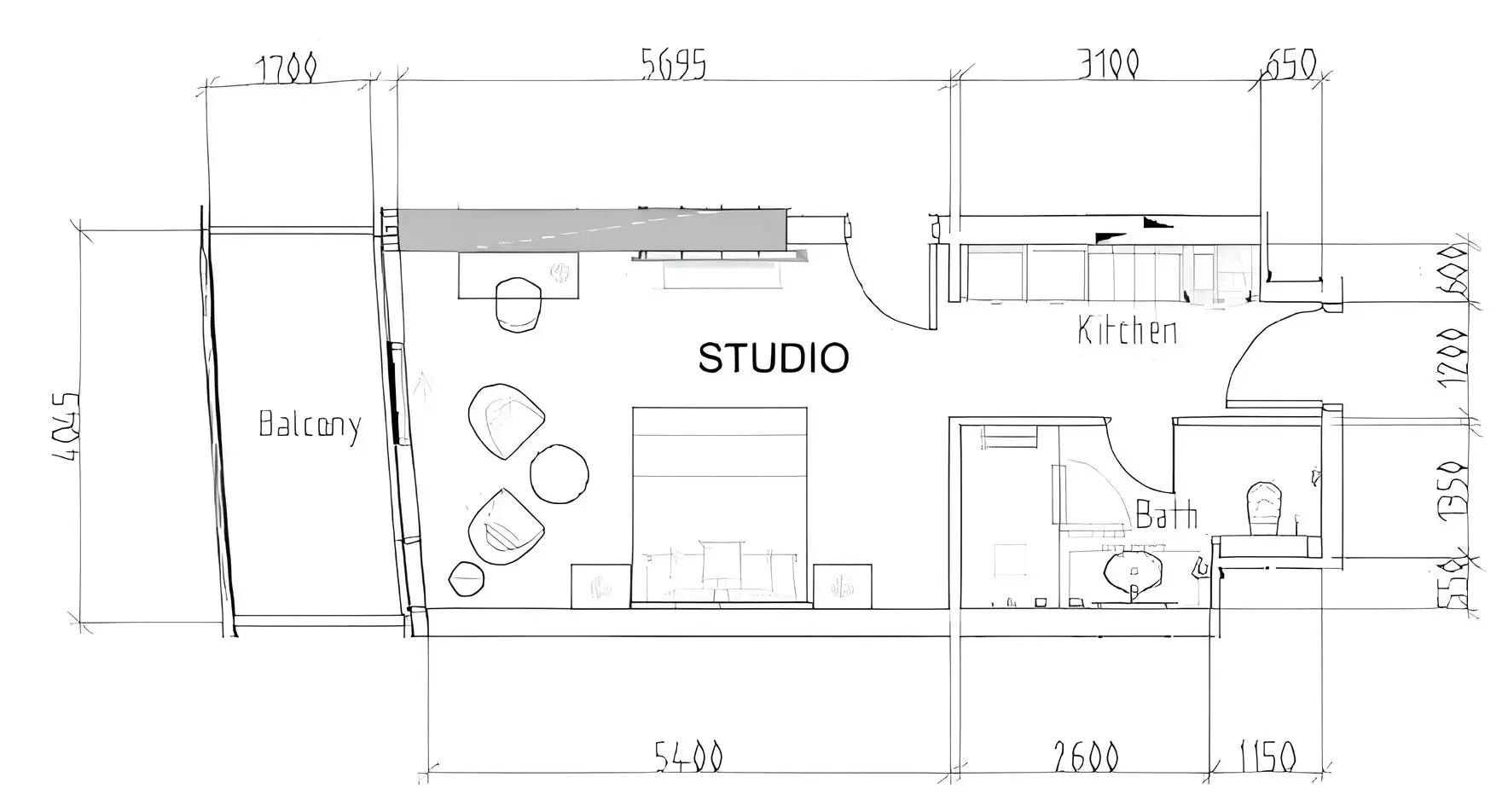 Damac Hills - Artesia Studio floor plan, 490 sqft