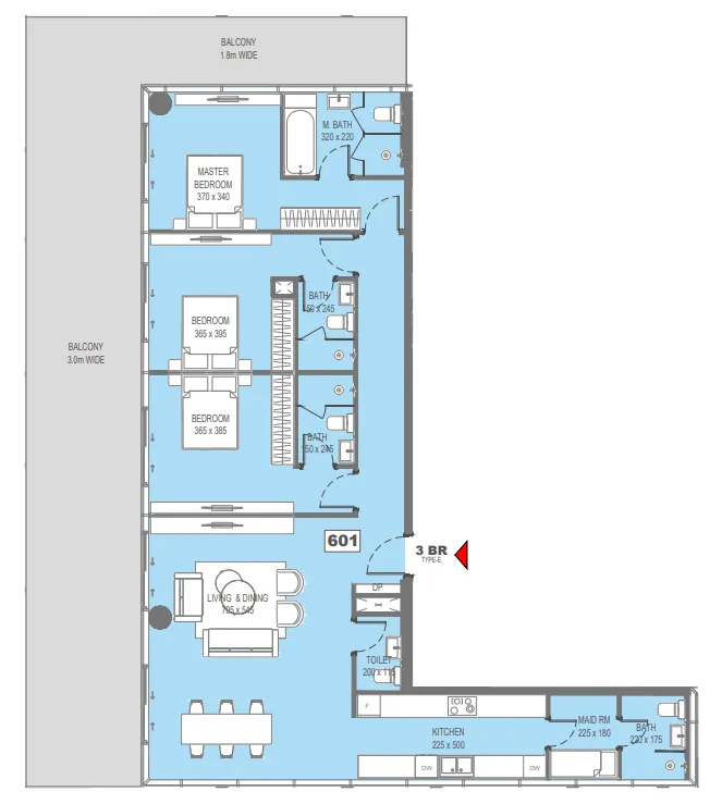 Sensi 3 bed floor plan, 2,438 sqft