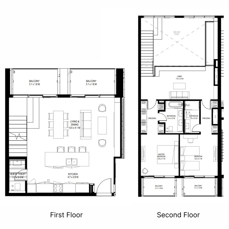 il teatro Residences 1 and 2 2 bed floor plan, 2,271 sqft
