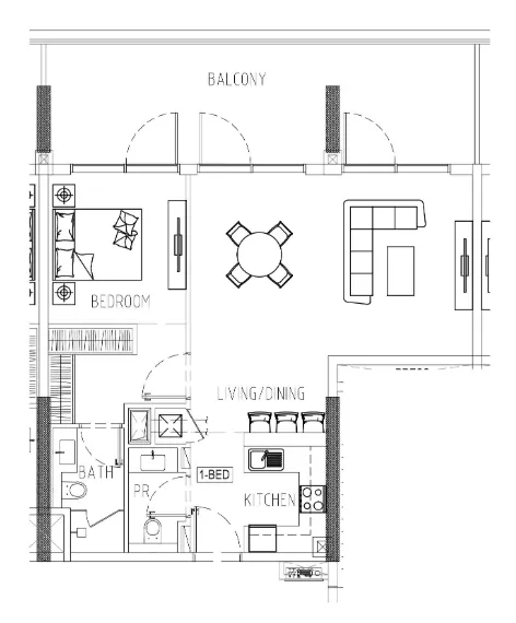 Damac Riverside Views 1 bed floor plan, 1,047 sqft