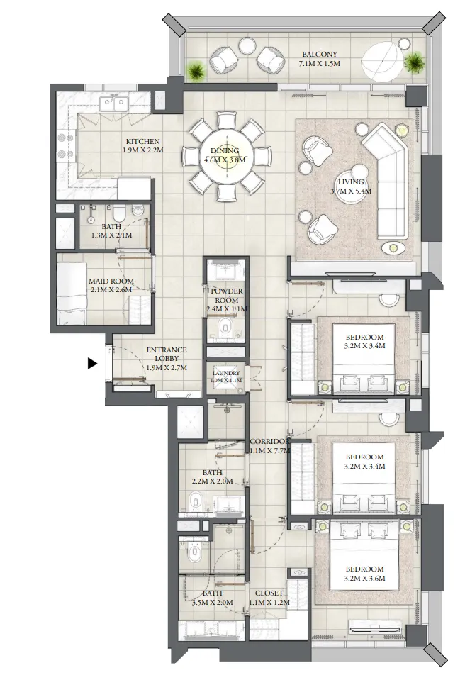 Savanna 3 bed floor plan, 1,701 sqft