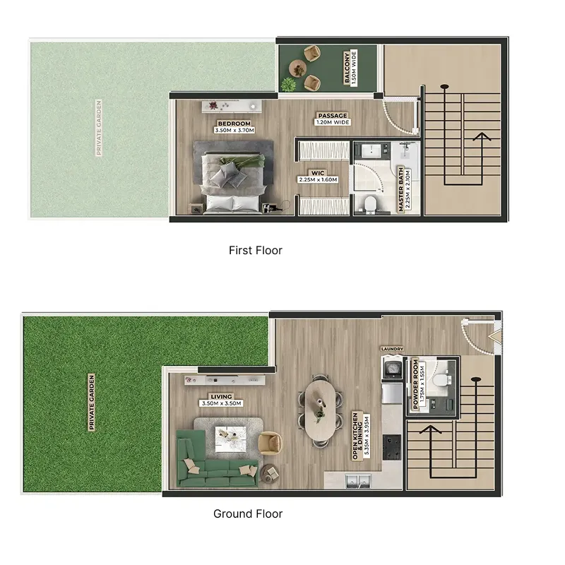 Firoza 1 bed floor plan, 1,456 sqft