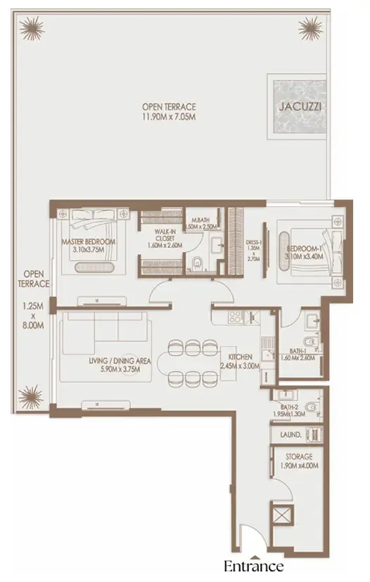 Veona by Gutti 2 bed floor plan, 2,172 sqft