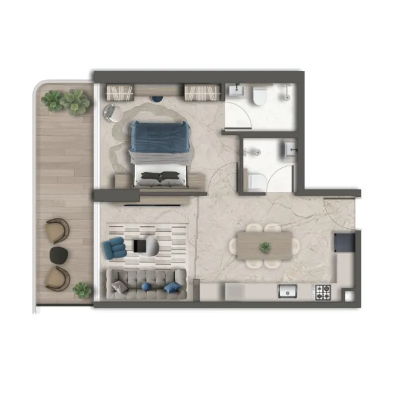 Treppan Vision 1 bed floor plan, 776 – 820 sqft