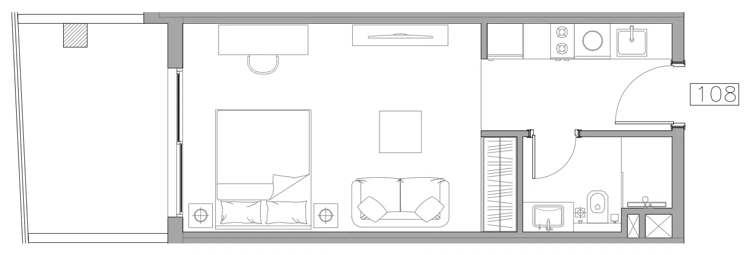 Trevino Studio floor plan, 433 sqft