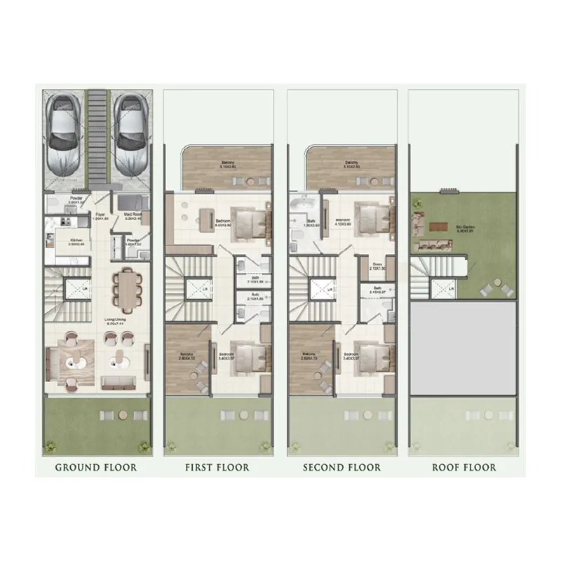 Greenz 4 bed floor plan, 3,100 – 3,154 sqft