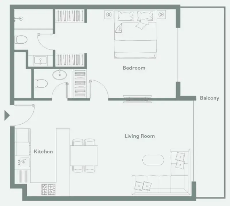 Luma Park Views 1 bed floor plan, 849 sqft