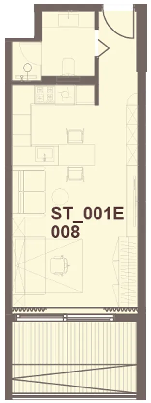 J-Haus Residence Studio floor plan, 490 – 491 sqft