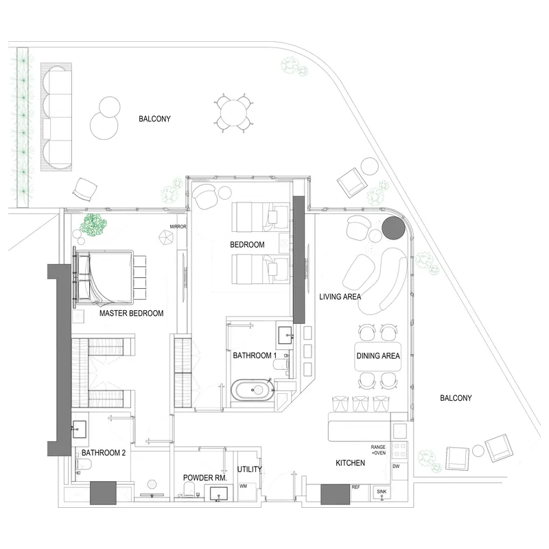 Fortune Bay Residences 2 bed floor plan, 1,719 – 2,242 sqft