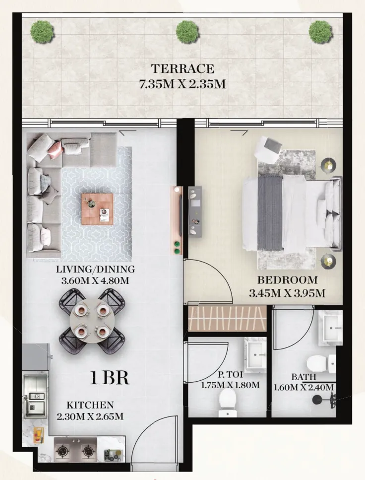 Chapter 01 by Newbury 1 bed floor plan, 754 sqft