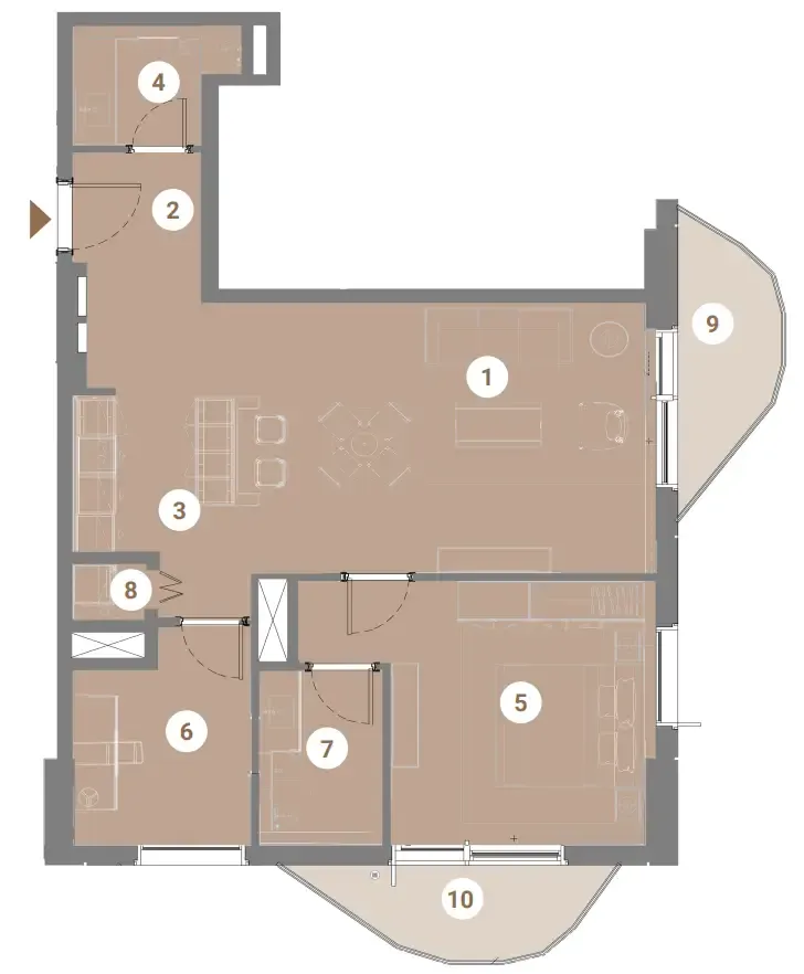 Takaya 1 bed floor plan, 952 sqft