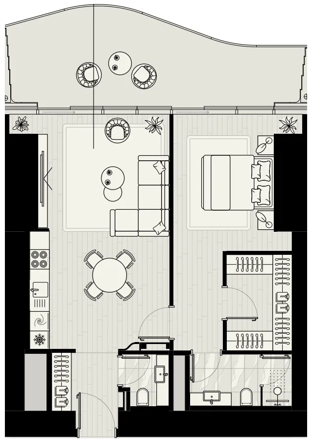 LIV Maritime 1 bed floor plan, 1,171 sqft