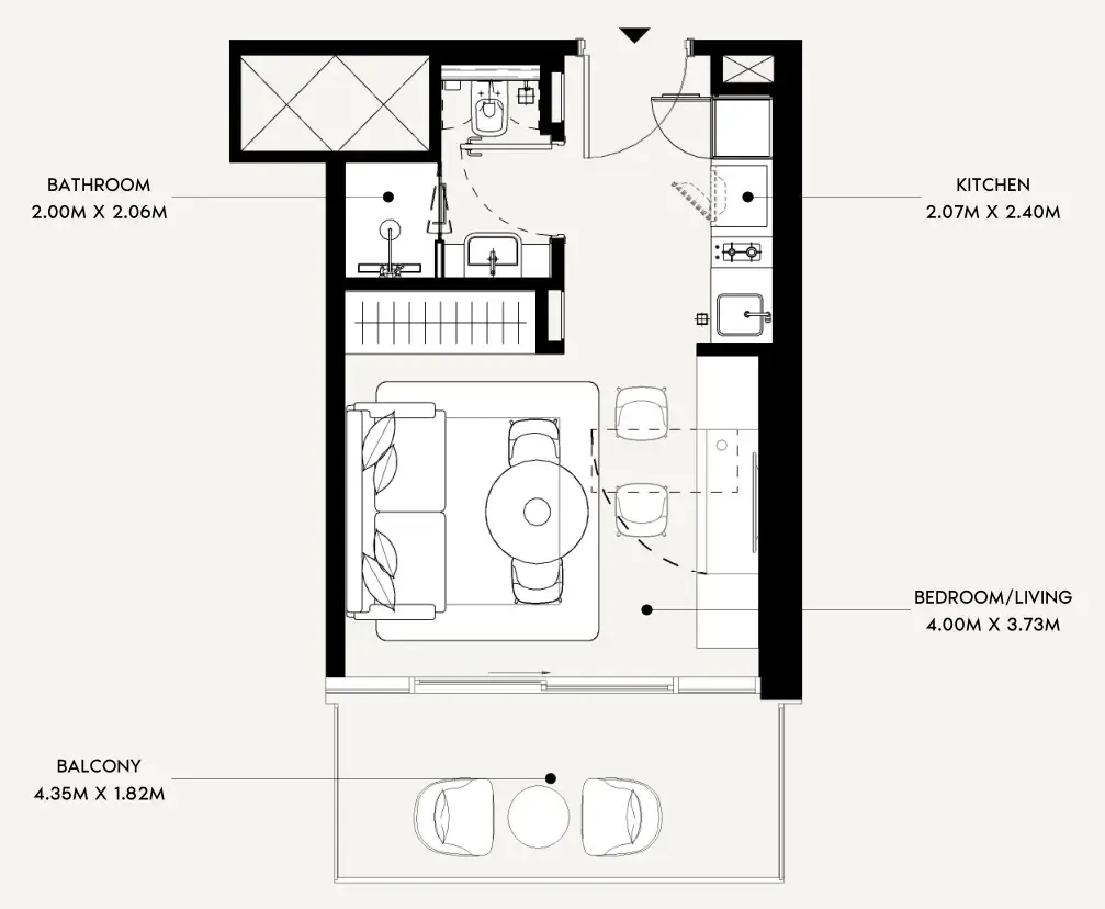 Azizi Leily Studio floor plan, 360 sqft