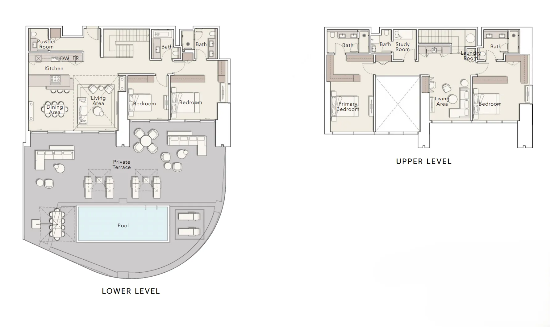 One River Point 4 bed floor plan, 5,576 sqft
